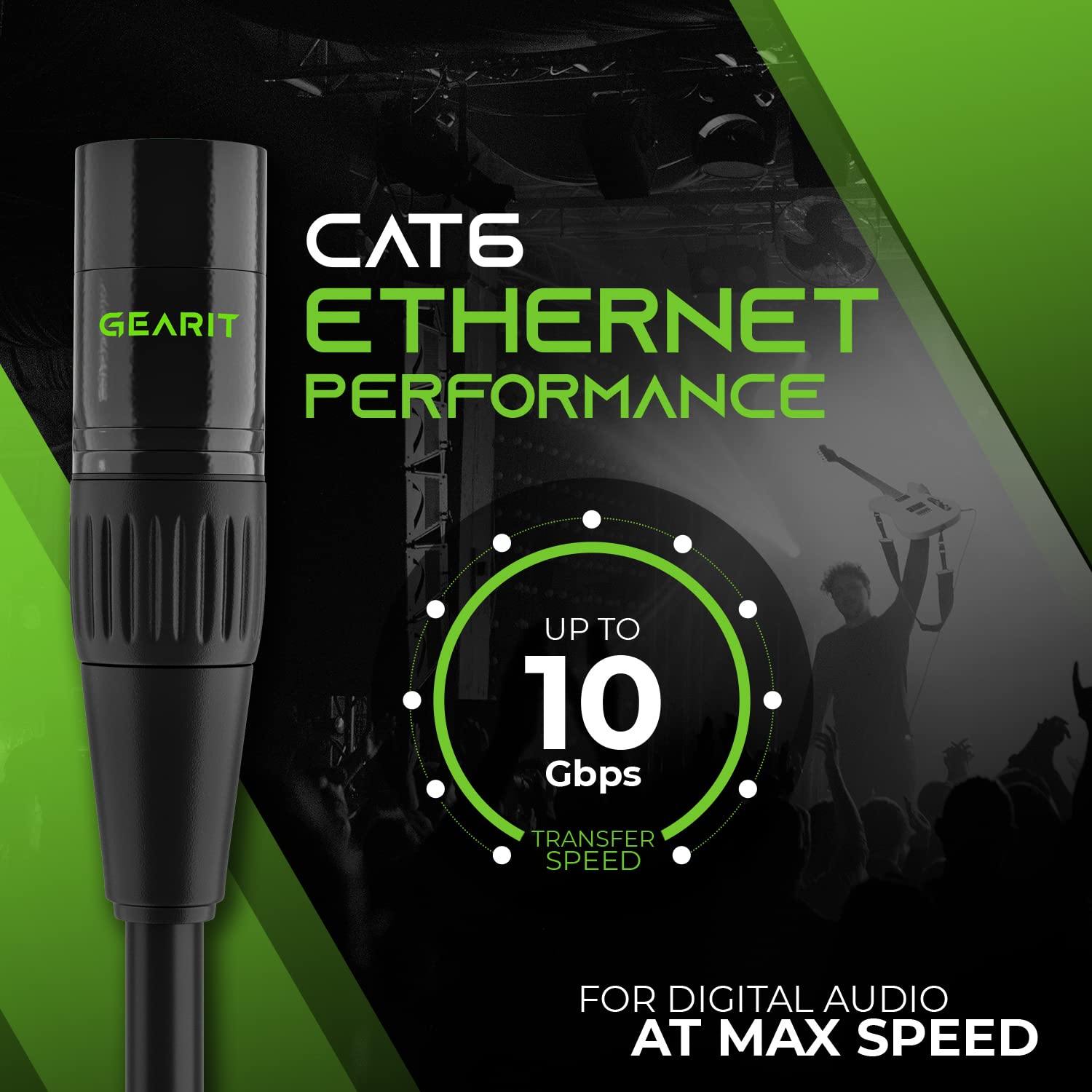 Gearit Cat6 Ethernet Cable, Ethercon Compatible (100 Feet) Rj45 Connectors For Pro Audio, Aluminum Shielded, Oxygen Free Copper